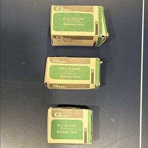 Set of 3 various size Schrader Bicycle Tire Valves. New in boxes.